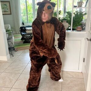 Fantasy World Plush Brown Bear Costume  One-Piece Halloween Size 8-10/M